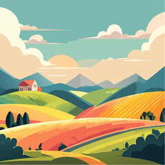 Obraz premium Illustration vectorielle abstraite de collines stylisées