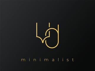 VD Minimalist Logo with Interlocking Shapes on Solid Black Background. A clean and modern minimalist logo design.