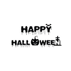 Happy Halloween Text with Pumpkin and Tombstone