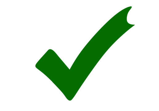 A simple green check mark symbol isolated on a plain transparent background, representing confirmation, approval, or a correct choice in a clear and minimalist graphic