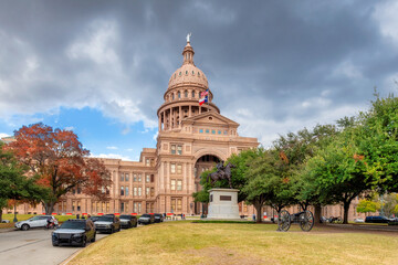 The Texas State Capitol Building in autumn in Austin, Texas, USA.
