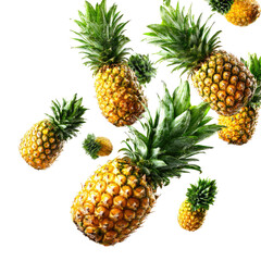Pineapples in flight, yellow and green