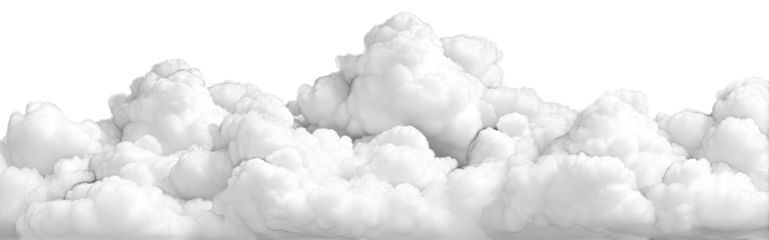 Fluffy white clouds against a black background