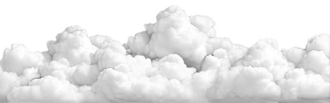 Fluffy white clouds against a black background