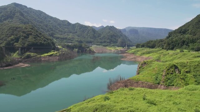 Gunma, Japan - September 7, 2025: Yamba Dam Lake in Gunma, Japan
