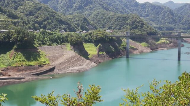 Gunma, Japan - September 7, 2025: Yamba Dam Lake in Gunma, Japan
