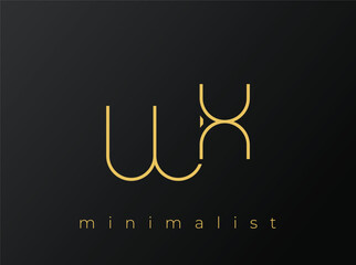 WX Minimalist Logo with Interlocking Shapes on Solid Black Background. A clean and modern minimalist logo design.
