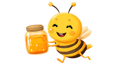 Bee with honey jar