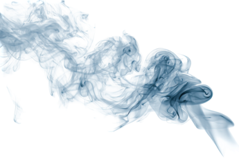 Abstract swirling clouds of pale gray and light blue smoke, against a black background.  