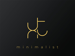 XT Minimalist Logo with Interlocking Shapes on Solid Black Background. A clean and modern minimalist logo design.