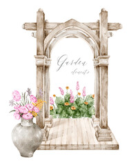 Watercolor wedding rustic arch