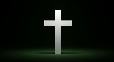 Fototapeta premium Illuminated white cross on dark background