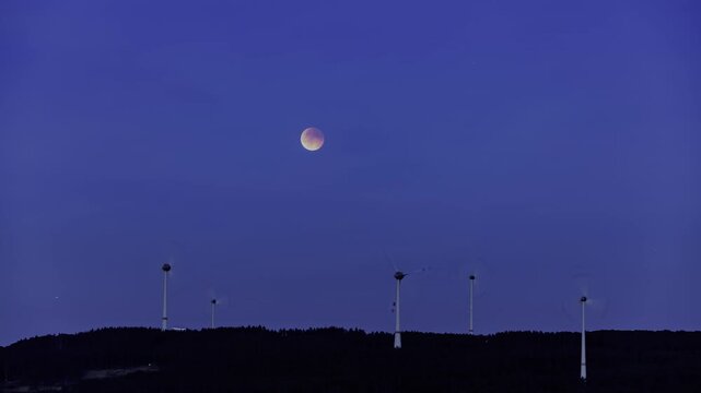 Zeitraffer des Blutmondes und der Mondfinsternis am 7. September 2025