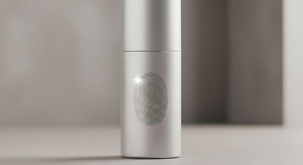 Cylinder with Fingerprint on a Beige Surface