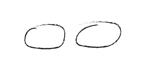 Two Abstract Oval Shapes in Black Ink Sketch Style Simple Graphic Elements and Design Resource on transparent background