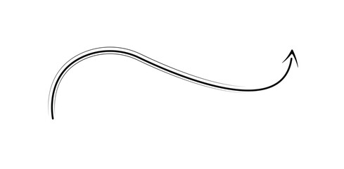 Flowing arrow line art curve path direction illustration navigation movement design element on transparent background