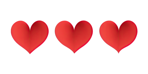 Three red hearts on black background