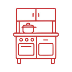Stylish kitchen range outline with pot cooking, perfect for interior design and culinary projects