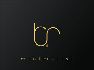 BR Minimalist Logo with Interlocking Shapes on Solid Black Background. A clean and modern minimalist logo design.