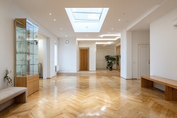 Fototapeta premium Spacious, light-filled interior hallway