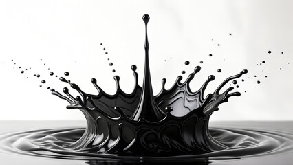 Black ink spreading outward to reveal image, high-contrast organic fluid motio