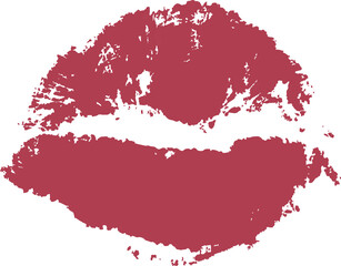  Stunning, isolated red lipstick kiss mark and beautiful lacquered lips on a transparent background.
