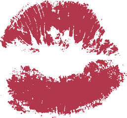  Stunning, isolated red lipstick kiss mark and beautiful lacquered lips on a transparent background.