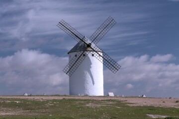 Lonely windmill in Campo de Criptana, La Mancha, Spain