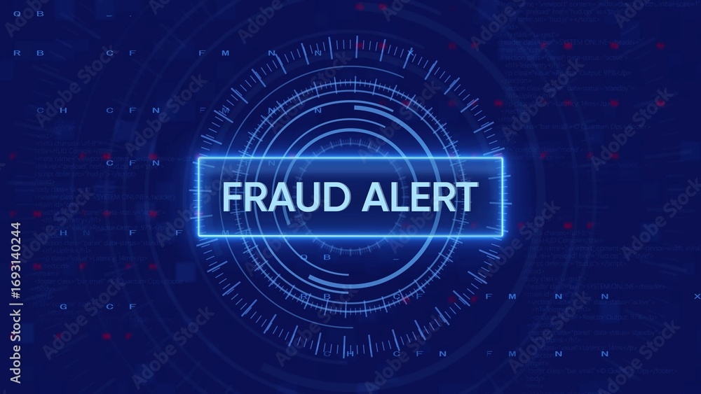 Aufkleber digital fraud alert interface with futuristic hud and data streams keywords: fraud alert, security, 