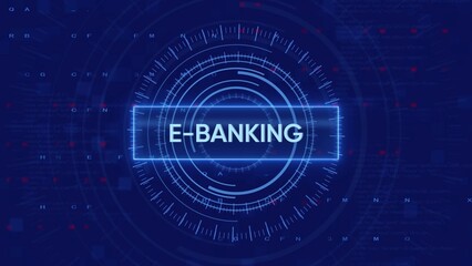 E- Banking Interface with Glowing Neon Text and Digital Data Visualization e-banking online banking