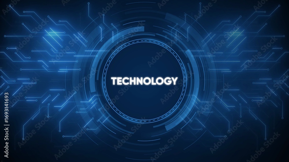 Aufkleber futuristic digital circuit board with technology text in center innovation science