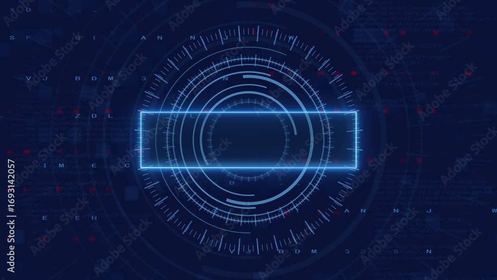 Aufkleber futuristic digital interface with circular hud and glowing blue rectangle for data display technolog