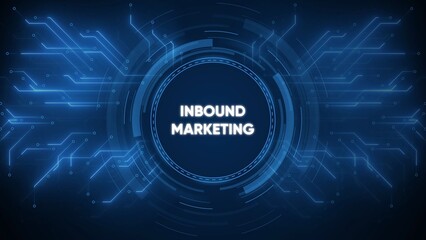 Futuristic Digital Network with Inbound Marketing Text in Center abstract background