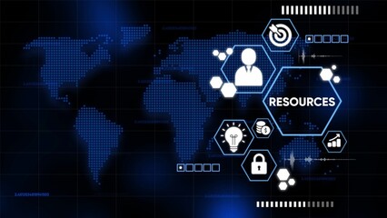 Global Resources Concept with World Map and Digital Icons technology