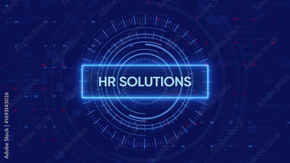 Aufkleber hr solutions digital interface with concentric circles and code background hr solutions human resour