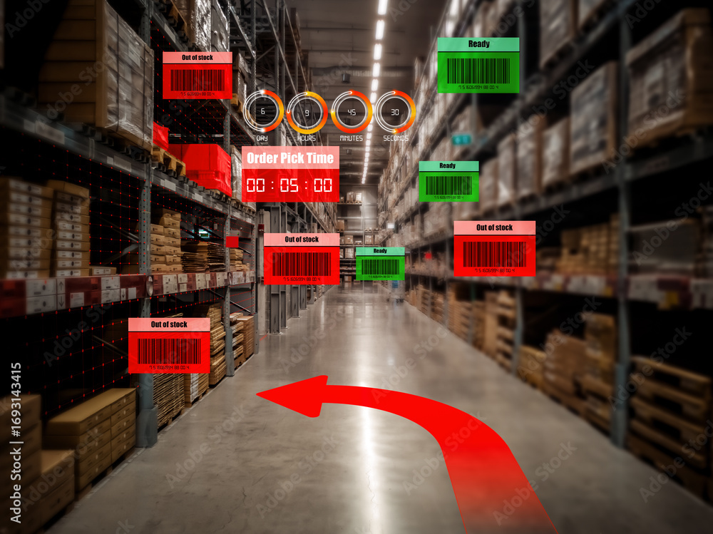 Poster smart warehouse management system using augmented reality technology to identify package picking and