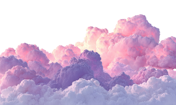 Pastel pink and purple clouds against a black background.  Soft, fluffy clouds fill the image, transitioning from pink to purple and white