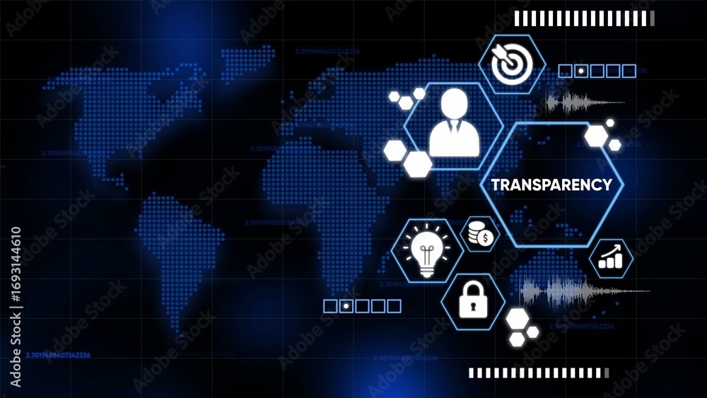 Aufkleber world map with transparency infographic icons and digital data visualizations image photo