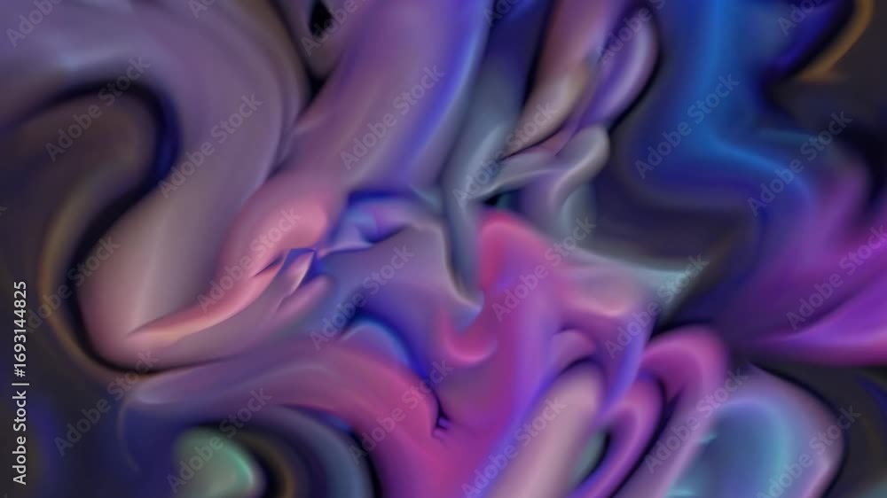 Poster vibrant geometric forms blending, transforming dynamically, generating hypnotic motion graphics for 
