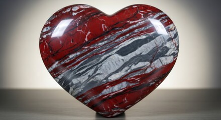 Polished Red and Grey Jasper Heart Stone.