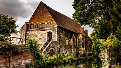 Old house on the river in Canterbury, England