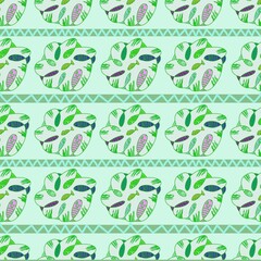 vector set of green eco icons pattern fish