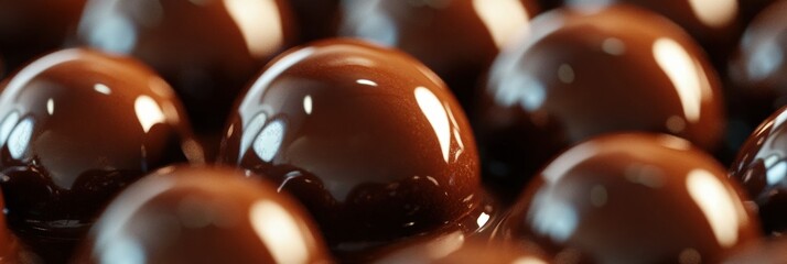 Delicious chocolate spheres arranged in a tempting display for dessert lovers at a confectionery event in autumn