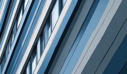 Modern building facade with diagonal panels