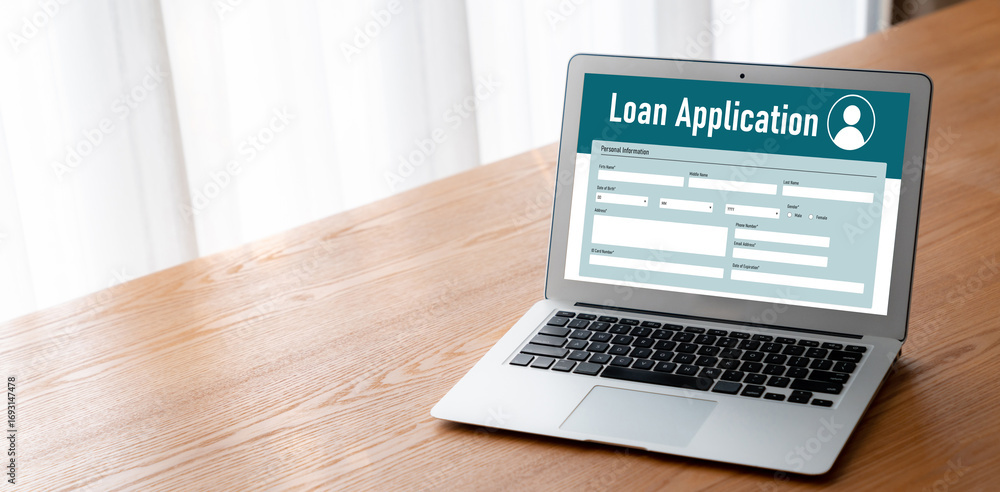Poster online loan application form for modish digital information collection on the internet network