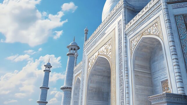 Beautiful taj mahal heritage site showcasing elegant minaret tower picture