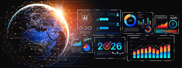 Fototapeta premium Data analytics and big data strategy for real-time analytics, predictive data modeling, business intelligence analytics, and data-driven decision-making in modern digital businesses. Spline
