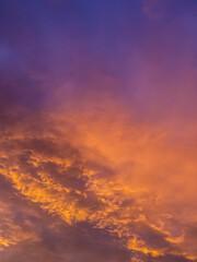 Vibrant Sunset Sky A Canvas of Fiery Hues and Ethereal Clouds