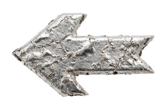 A silver arrow pointing to the right