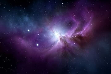 Stunning purple galaxy cosmic beauty and starry nebula in deep space